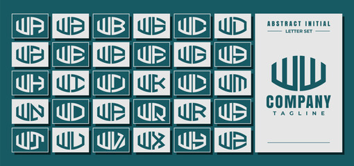 Abstract curve shape initial W WW letter logo design bundle