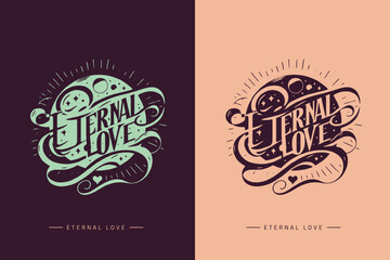Eternal love, faith quote, hand drawn, calligraphy, faith logo design - obrazy, fototapety, plakaty