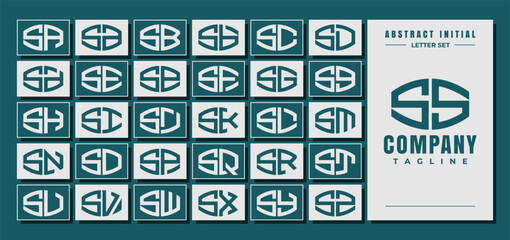 Abstract curve shape initial S SS letter logo design bundle