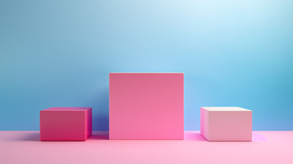 3d rendered pink empty display podium Minimal scene for product display presentation