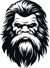 Obraz premium Retro Bigfoot head vector, Vintage Yeti head vector, Wild Monster Vector illustration
