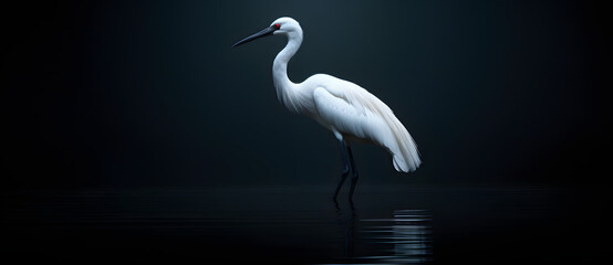 White egret standing in still water