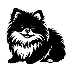 pomeranian dog resting silhouette illustration, pomeranian dog resting Logo Monochrome Design, Generative AI.