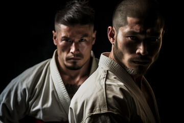 Obraz premium Generative AI picture of experienced karate fighter club martial arts traditional clothes training