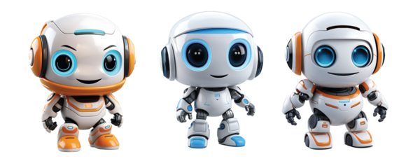 3D Rendered Robot Mascot Character Isolated On Transparent Background