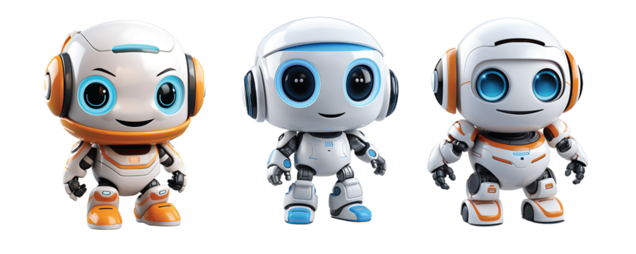 3D Rendered Robot Mascot Character Isolated On Transparent Background