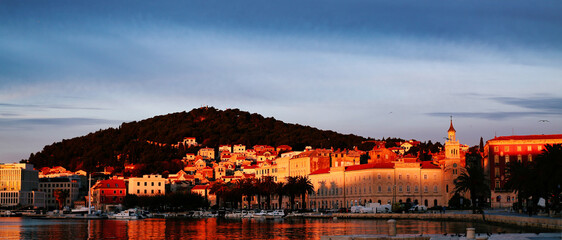 Split, Croatia. Panoramic view of Split at sunrise.