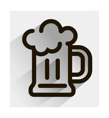 Foam beer, beer icon. Vector illustration for design and the Internet. Black and white image.