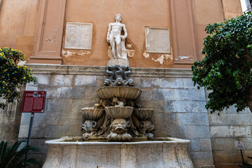 Fountain of Saturn in Marsala, Trapani, Sicily, Italy,