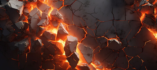 fire stone wall hole crust, rock, flame, burn 7 - obrazy, fototapety, plakaty