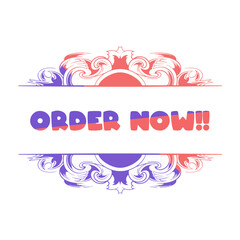 text design order Now In Banner Style, text design order now vector, big sale, shop now, discount sale.
