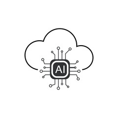 AI Processor vector icon for websites and mobile minimalist flat design. Mobile AI CPU.