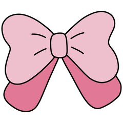 double bow .. light pink and dark pink .. cartoon lines