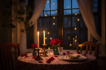 Whispers of Love: A Candlelit Valentine's Evening - Generative AI