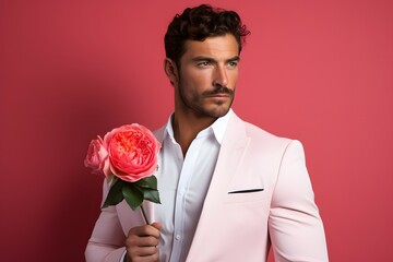 Charming Gentleman with a Single Rose
