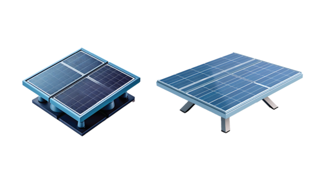 3D render solar panel product, isolated on transparent background