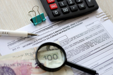 Information on revenues from other sources and collected income tax advances, PIT-11 form on...