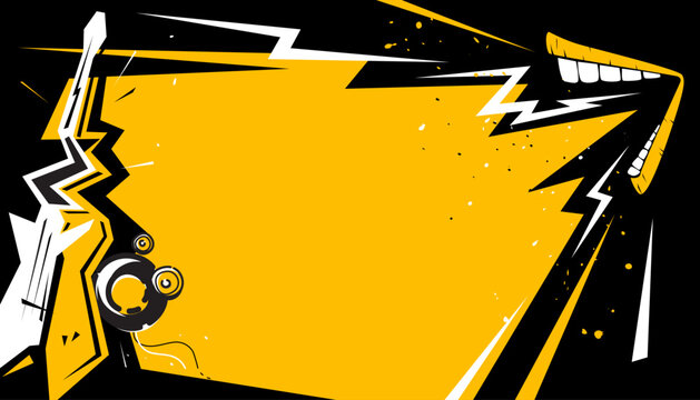 The party music decorated with rock and roll screaming mouth signs on a background design template for a music festival banner or concert poster.