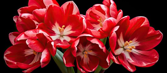 The red-flowered Tulipa 'Sweet Lady' is a Greigii Tulip.