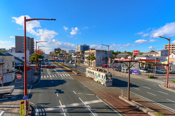 愛知県豊橋市　路面電車の走る風景