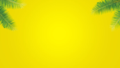 Fototapeta na wymiar palm leaves background, Yellow Background 