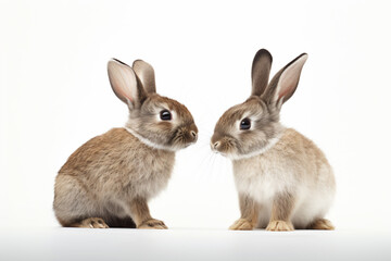 Fototapeta premium two rabbits are sitting next to each other