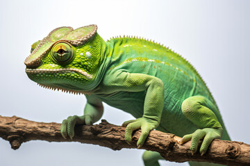 Fototapeta premium a green chamelon sitting on a branch