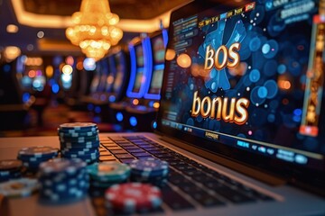 Winning and bonus concept, , banner and wallpaper for bonus and win, prize, triumph of victory, joy of achieving what you want, gambling theme, casino, online games. - obrazy, fototapety, plakaty