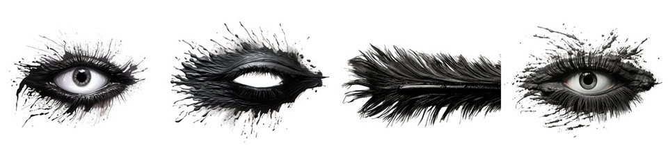 Black mascara texture brush stroke Hyperrealistic Highly Detailed Isolated On Transparent Background Png File