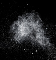 Freezing falling particles or stardust in air on black background for overlay blending mode....