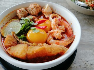 Spicy and Flavorful Tom Yum Goong.Iconic Thai and Asian Cuisine.