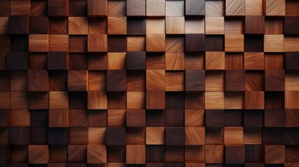 Brown wooden geometric mosaic tile wall texture
