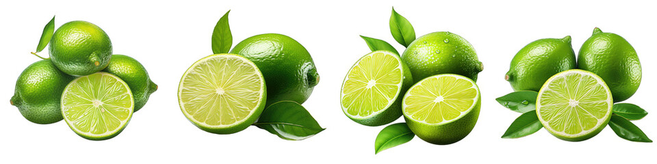 Citrus lime fruit Hyperrealistic Highly Detailed Isolated On Transparent Background Png File - obrazy, fototapety, plakaty