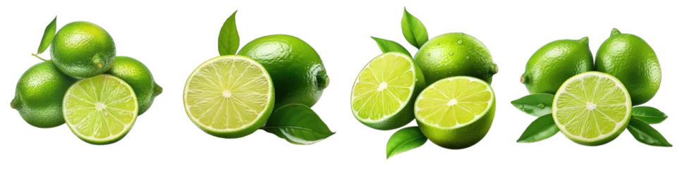 Foto op Plexiglas Citrus lime fruit Hyperrealistic Highly Detailed Isolated On Transparent Background Png File © Wander Taste