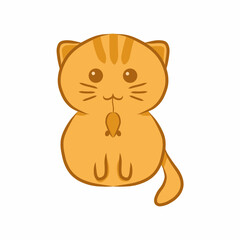 cat holding mouse illustration. a cute cat is biting a mouse. cute cat sitting with biting a mouse. orange cat illustration.