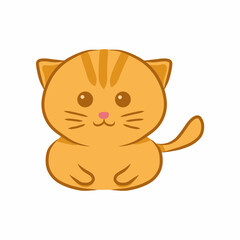 Smiling cat Vector Illustration. illustration of a cute cat sitting. orange cute Cat Illustration. cute cat flat illustration.