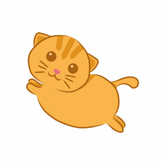 cat jump flat illustration. orange cat illustration. orangee cat jumping cheerful and cute. Cute Cat Jumping Happily illustration.
