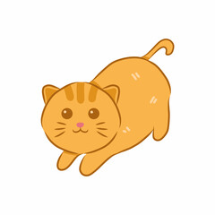 Kitten Stretching Its Body. illustration of cat Stretches Its Body. cute cat stretching its body. orange cat illustration.