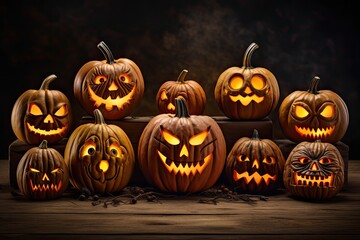 scary halloween pumpkins background