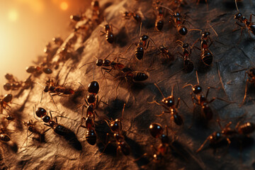 Ants on the wall. Ants are a family of insects.