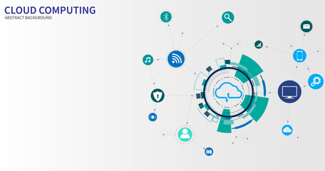 Obraz premium Web cloud technology abstract background. modern cloud computing technology and networking concept. online storage, vector illustration.