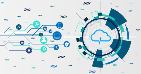 Obraz premium Web cloud technology abstract background. modern cloud computing technology and networking concept. online storage, vector illustration.
