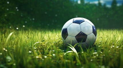 Obraz premium Soccer ball on green grass