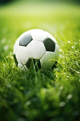 Fototapeta premium Soccer ball on green grass
