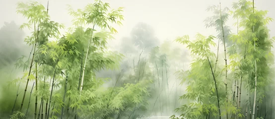 Schilderijen op glas Traditional Chinese painting of bamboo forest © 文广 张