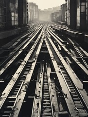 black and white Railroad Track, AI Generative