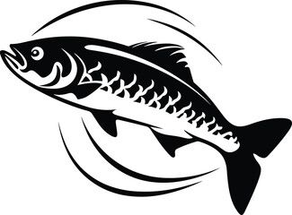 Freshwater Fish Silhouette - Vector Illustration for Fishing Sport Logo Design