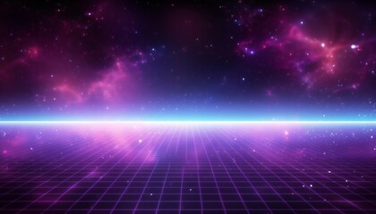 Blue neon flat wireframe grid. Checkered floor landscape. blue neon perspective grid