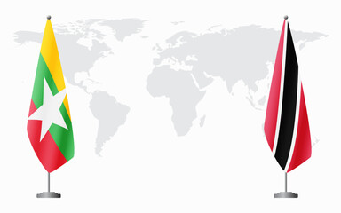  Myanmar and Trinidad and Tobago flags for official meeting