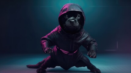 ninja dog. Created with generative AI.	
